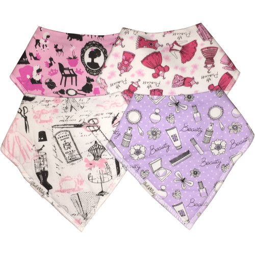 Organic Cotton Bandana Drool Bibs, Set Of 4, Girl