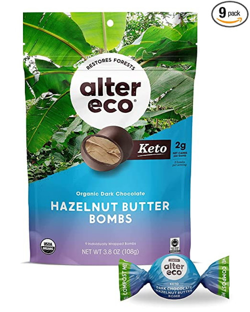 Alter Eco Organic Dark Chocolate Bombs Hazelnut Butter -- 3.8 Oz