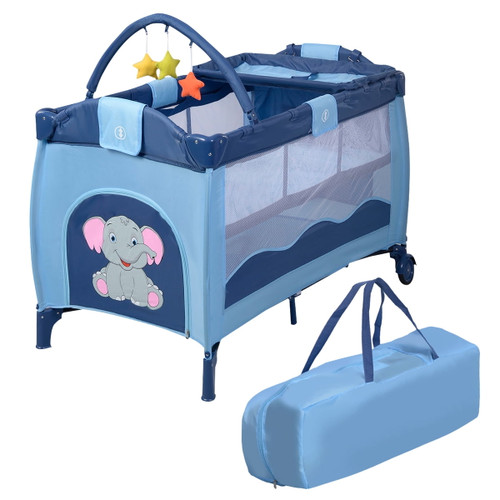 Topbuy Baby Crib Infant Bassinet Bed Folding Withcarry Bag Blue