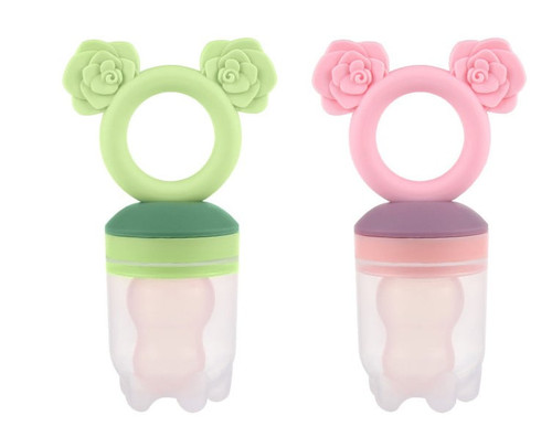 Baby Food Pacifier Feeder – (2 Pack) Fruit Silicone With Pacifiers Meshes Infant Fresh Frozen Fruit Newborn Hygienic Nibbler Cover Set
