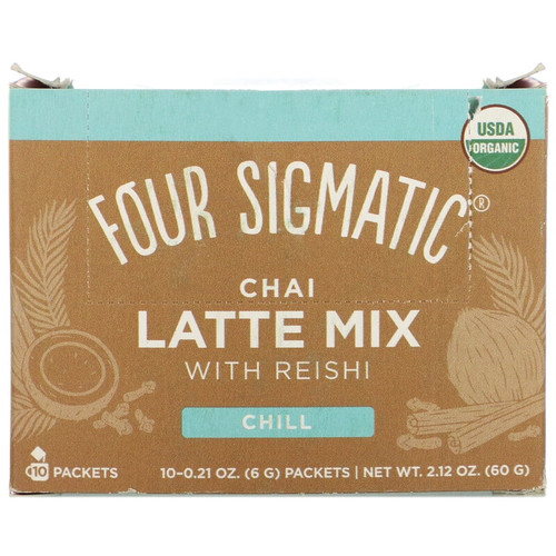 Four Sigmatic, Chai Latte Mix With Reishi, 10 Packets, 0.21 Oz Pack Of 4