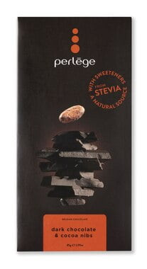 Perlege Belgian Sugar Free Chocolate 2.99 Oz - 2 Full Size Dark Cocoa Nibs