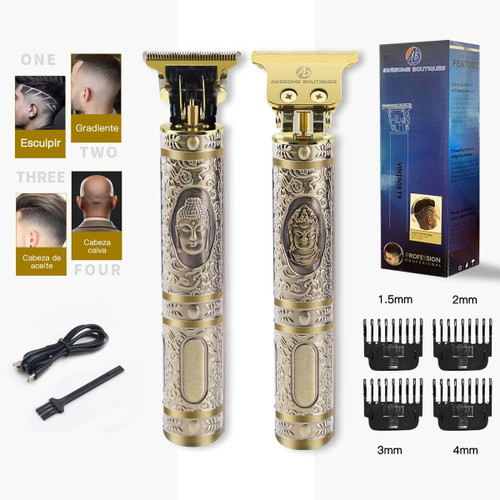 Professional Hair Clippers For Men, Cordless Beard Trimmer Shaver Electric T Blade Hair Trimmer Grooming Kit For Men & Women Zero Gap Hair Cutting Kit With 4 Guide Combs,gift For Men (buddha)