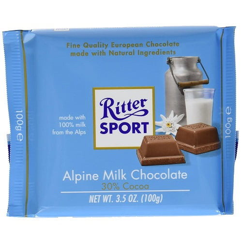 Ritter Sport Alpine Milk Chocolate 100g (pack Of 3)