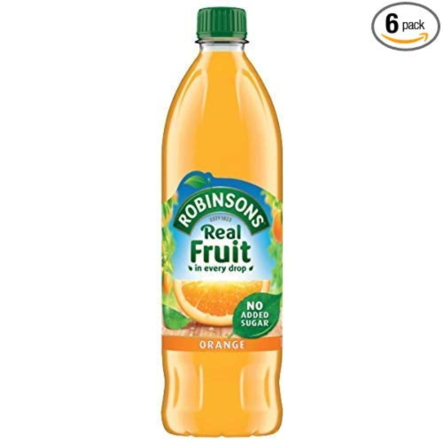 Robinson's Orange Fruit Drink, No Added Sugar, 900ml Plastic Bottle (pack Of 6), Pack Of Six, 900ml Per Unit. By Robinsons