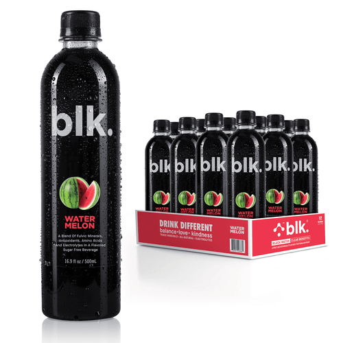 Blk. Watermelon Fulvic Enriched Water 16.9oz / 500ml (12 Pack)