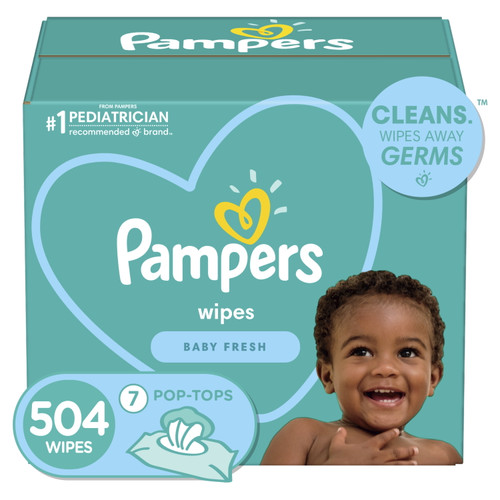 Pampers Baby Wipes, Baby Fresh Scent, 7x Pop-top Packs, 504 Ct