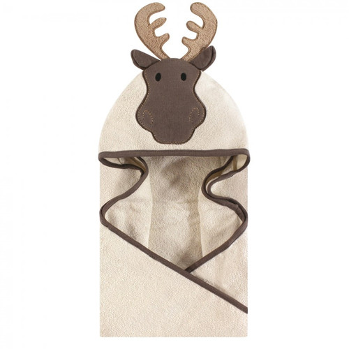 Hudson Baby Infant Cotton Animal Face Hooded Towel, Modern Moose, One Size