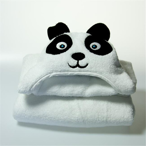 Little Ashkim Htp001 Baby Panda Hooded Turkish Towel - White, 0-24 Months