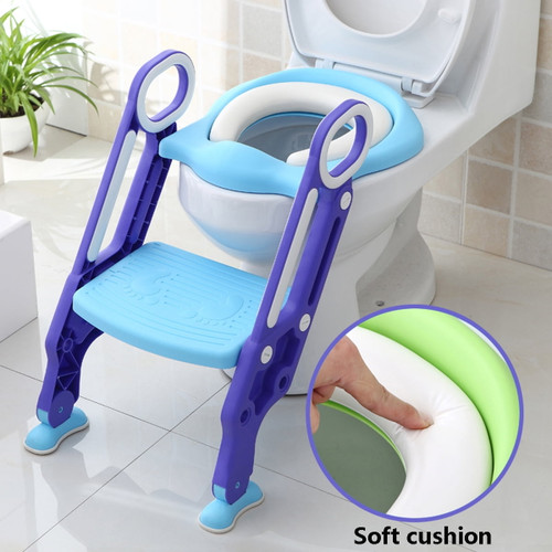 165 Lb Adjustable Kids Training Potty Trainer Toilet Seat Safety Seat Chair Toddler With Ladder Step Up Stool Non-slip Folding Seat