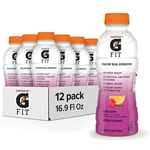 Gatorade Fit Electrolyte Beverage, Healthy Real Hydration, Citrus Berry, 16.9.oz Bottles (12 Pack)