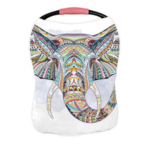 Pkqwtm Ethniced Head Elephant Grange Africa Totem Tattoo Nursing Cover Baby Breastfeeding Infant Feeding Cover Baby Car Seat Cover