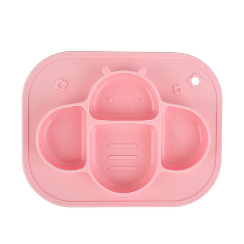 Baby Plates With Suction Plates Divided, Baby Spoon Fork Set For Toddlers, Silicone Plates For Kids With Suction Stick To High Chair Trays And Table, Baby Dishes Kids Plates And Utensils-pink