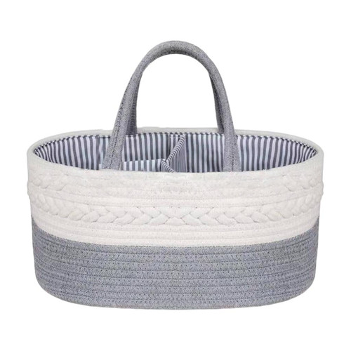 Baby Diaper Caddy Organizer Basket, Cotton Rope Woven Diaper Storage Bin Container, Portable Baby Caddy For Changing Table Hamper
