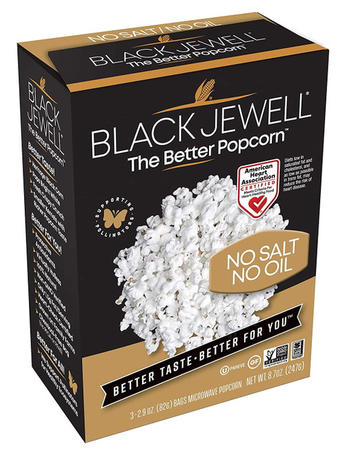 Black Jewell No Salt Or Oil Microwave Popcorn -- 8.7 Oz Pack Of 3