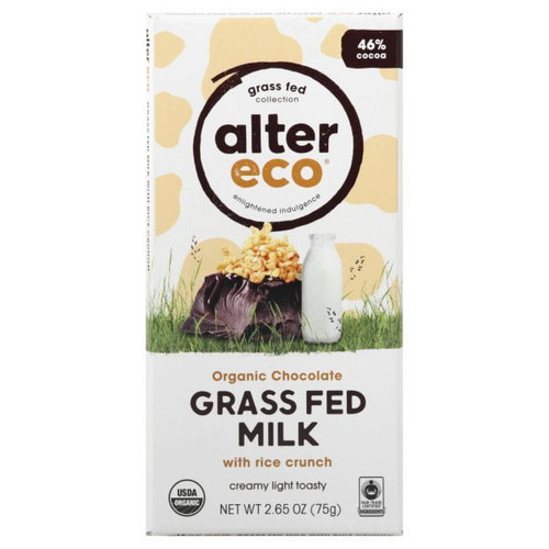 Alter Eco Milk Chocolate Grass Fed Organic 46% Cocoa 2.65 Oz Pack Of 2