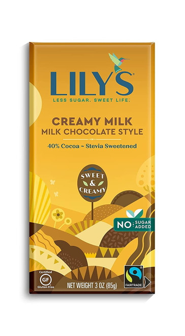 Creamy Milk Chocolate Style Bar By Lily's | Made With Stevia, No Added Sugar, Low-carb, Keto Friendly | 40% Cocoa | Fair Trade, Gluten-free & Non-gmo Ingredients | 3 Ounce