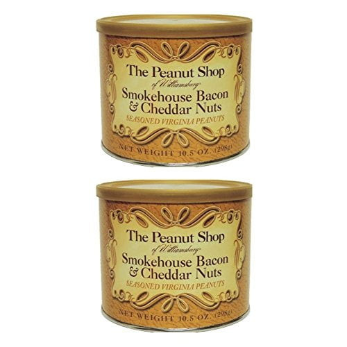The Peanut Shop Of Williamsburg Smokehouse Bacon & Cheddar Peanuts, 10.5-ounce Tin (pack Of 2)