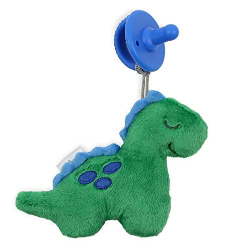 Itzy Ritzy Pacifier And Lovey Set; Detachable Plush Dinosaur And Coordinating Blue Silicone Pacifier; Ideal For Ages 0 Months And Up, Dinosaur