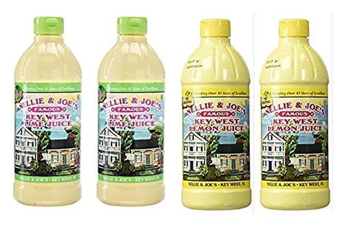 Nellie & Joes Famous Key West Lemon & Lime Juice 16oz (2 Of Each Bottle - Pack Of 4)
