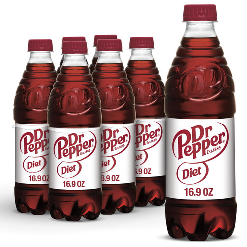Diet Dr Pepper Soda, .5 L Bottles, 6 Pack