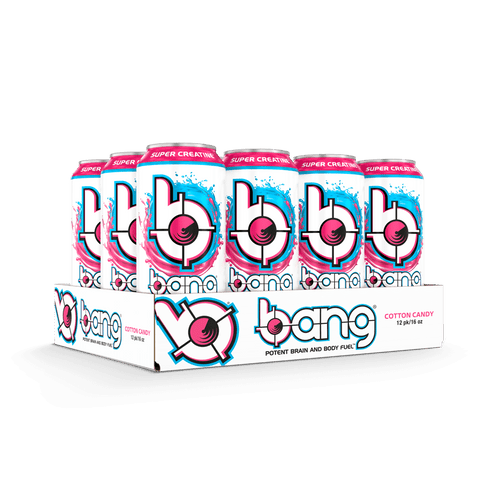 Bang Energy Drink With Coq10  Creatine  Cotton Candy (12 Drinks, 16 Fl Oz. Each)