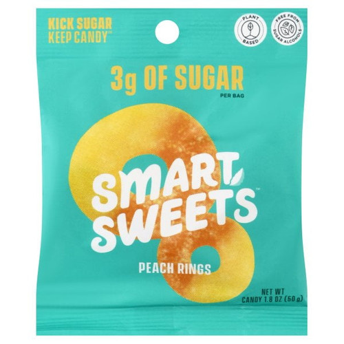 Smart Sweets Peach Rings Candy, 1.8 Oz