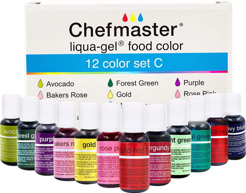 Chefmaster Liqua-gel 12 Color Cake Food Coloring - Set C