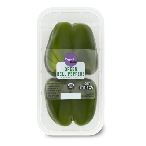 Fresh Organic Bell Green Pepper, 2 Ct