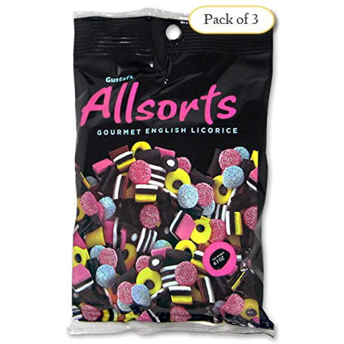 Gustafs Allsorts Gourmet English Licorice – Natural Color & Flavors - 6.3 Oz Bag (pack Of 3)