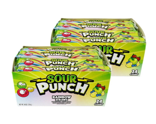Sour Punch, Rainbow Straws 2 Oz 24 Ct - Pack Of 2