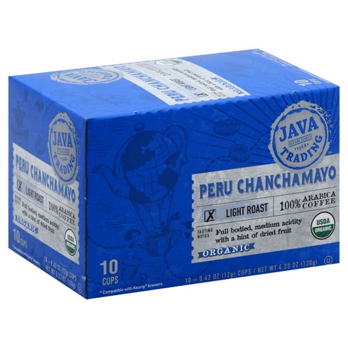Java Trading Organic Peru Chanchamayo Light Roast Keurig Coffee Pods, 10 Ct