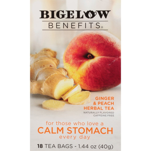 Bigelow Benefits Ginger & Peach Herbal Tea Bags, 18 Ct