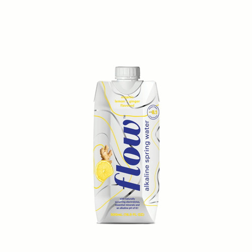 Flow Lemon Ginger Flavored Naturally Alkaline Spring Water, 16.9 Fl Oz, 12 Ct