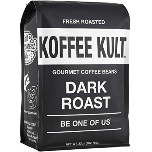 Koffee Kult Dark Roast Whole Bean Coffee - Small Batch Gourmet Aromatic Artisan Blend 100% Arabica Coffee Beans Organically Sourced (32oz, 2 Pound Bag)
