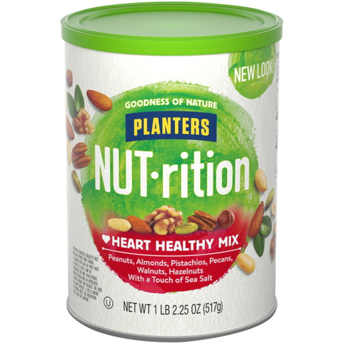 Nut-rition Heart Healthy Nut Mix With Peanuts, Almonds, Pistachios, Pecans, Walnuts, Hazelnuts & Sea Salt, 18.25 Oz Canister