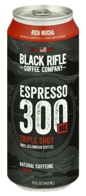 Black Rifle Coffee Espresso 300mg Triple Shot, Rich Mocha, 15oz, Can