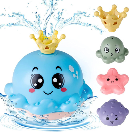 Hoperock Octopus Baby Bath Toy For Kids, 4 Water Spray Modes Light-up Flashing Bathtub Toys For Toddler Boys Girls Aged 6 Months+