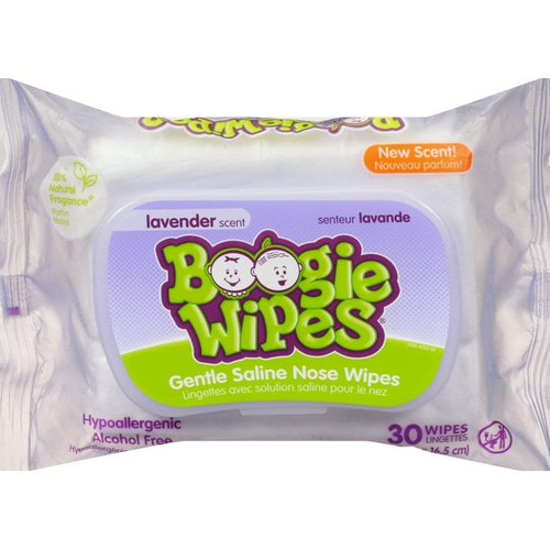 Boogie Wipes, Gentle Saline Nose Wipes, Lavender Scent, 30 Wipes
