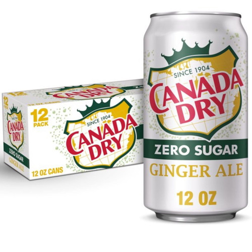 Canada Dry Ginger Ale Zero Sugar Soda 12oz Cans, Quantity Of 18