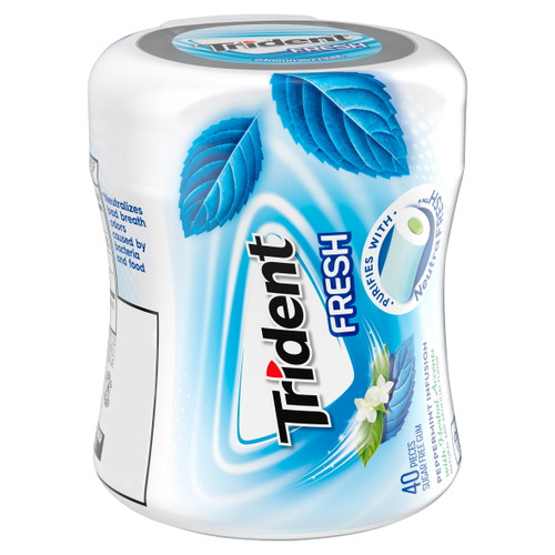 Trident Fresh Sugar Free Gum, Peppermint Cool Flavor, 1 Go-cup (40 Pieces Total)
