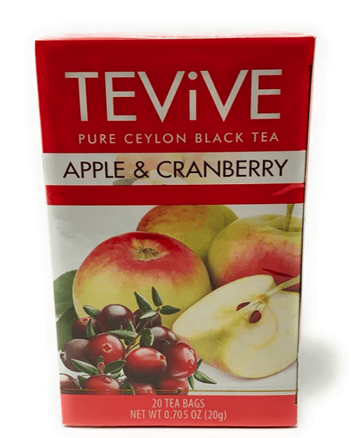Tevive Apple & Cranberry Pure Ceylon Black Tea 20 Tea Bags (2 Pack)