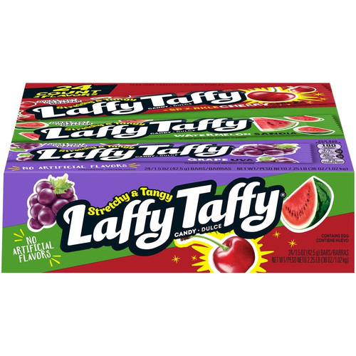 Laffy Taffy Sparkle Cherry Watermelon & Grape Chewy Candy Variety Pack (box Of 24)