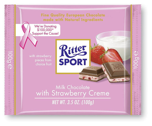 Ritter Sport Milk Chocolate With Strawberry Creme, 3.5 Oz. Bars (pack Of 12)