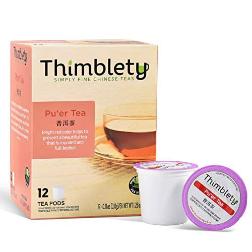 Thimbelty Pu'er Black Tea For K Cups- Black Tea Pods Herbal Tea For K Cup - 12 Pack