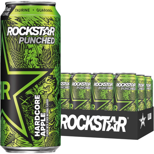 Rockstar Punched Hardcore Apple Energy Drink, 16 Oz, 12 Pack Cans