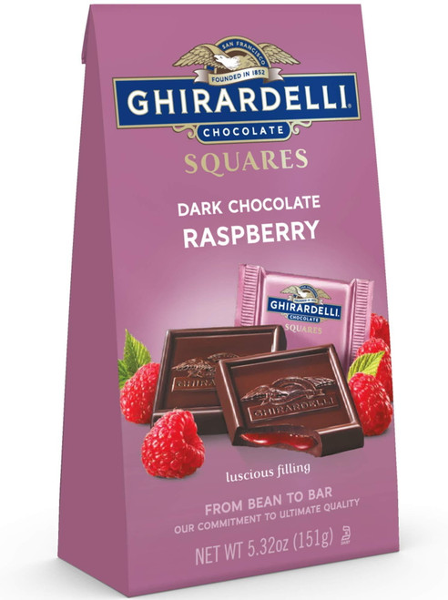 Ghirardelli Dark And Raspberry Squares Stand Up Bag, 5.32 Ounce By Ghirardelli 5.32 Ounce (pack Of 1)