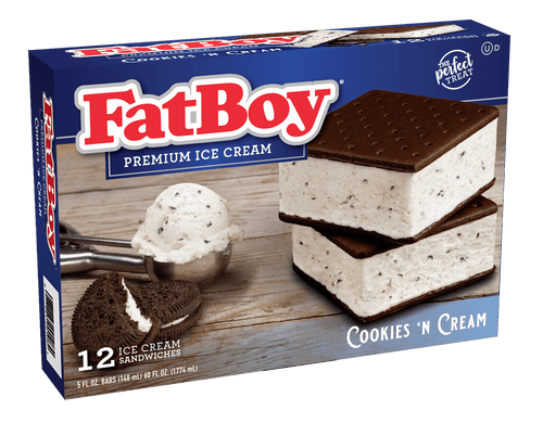 Fatboy Ice Cream Sandwich - Cookies N' Cream, 12 Ct