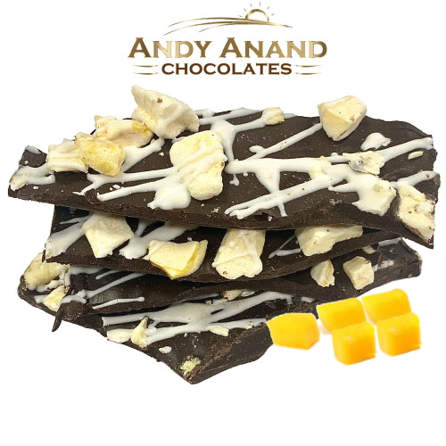 Andy Anand Sugar Free Belgian Dark Chocolate Mango Bark Gift Box & Greeting Card Anniversary (1 Lbs)