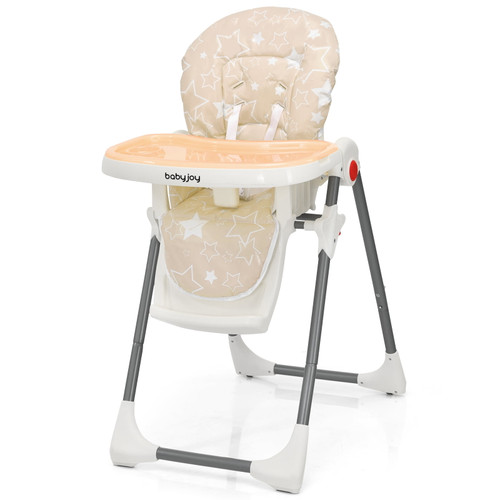 Infans Folding Baby High Chair Dining Chair W/ 6-level Height Adjustment Beige
